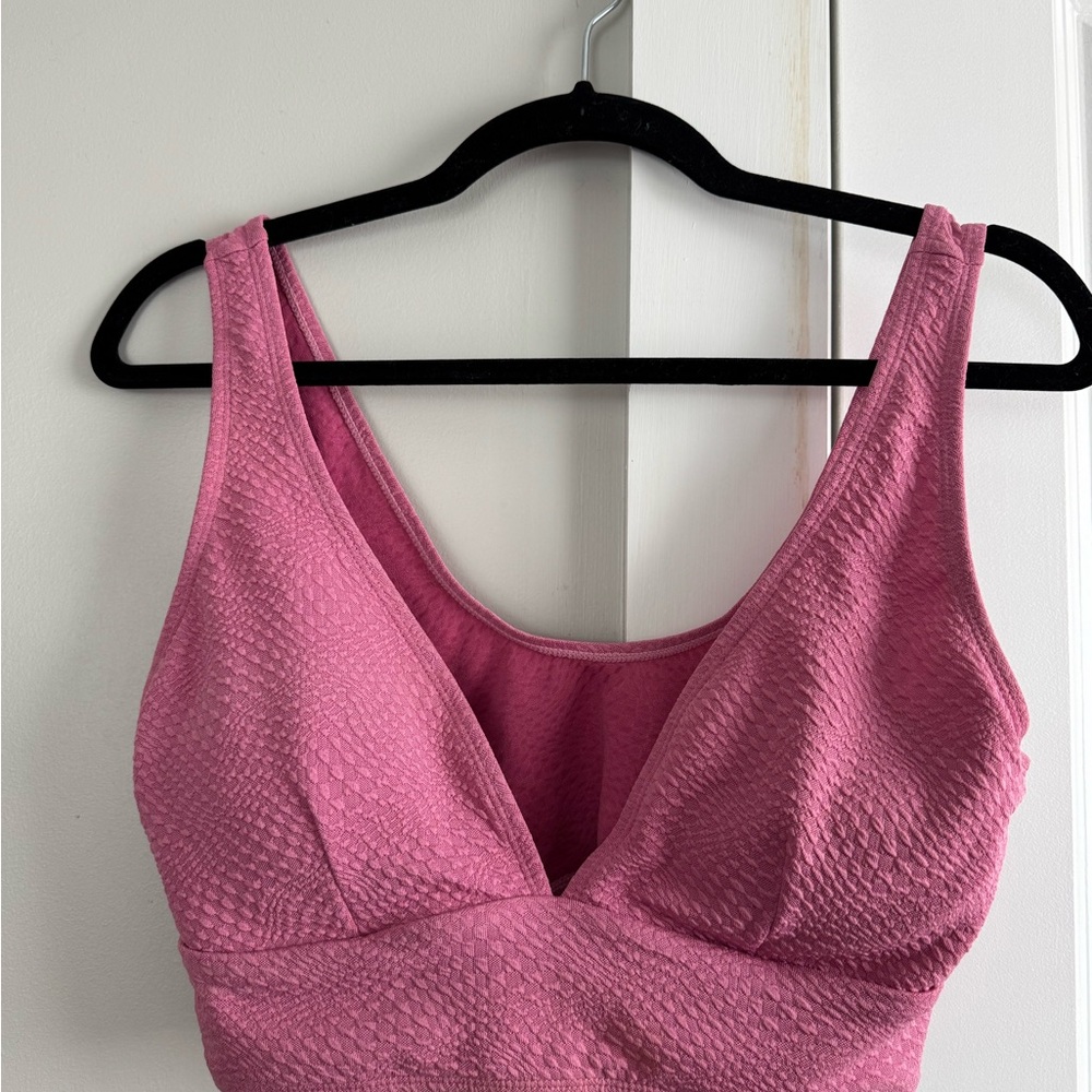 Chic Pink Textured Bikini Top